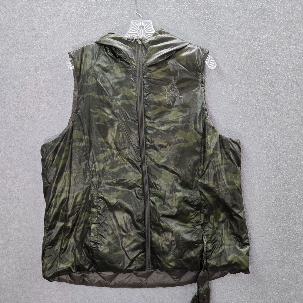 Gerry Women Jacket 2XL Green Camo Puffer Vest Hoodie Reversible Packable Pockets